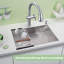 Évier de cuisine encastré, cuve simple en acier inoxydable avec rebord Reveal, paroi de jante épaisse de 2,0 cm, paroi de 1,0 mm, support inférieur brossé et ensemble de drain