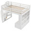 Size Loft Bed With Desk, Shelves, 2 Spacious Drawers & Secure Functional Storage Staircase - White Full Size Built-in Stable Long-lasting