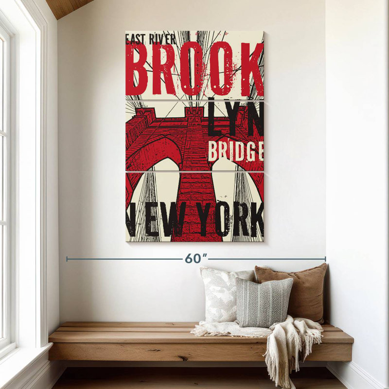 Pont rouge de Niclyn, grunge rouge, Brooklyn, H 50 po x l 32 po
