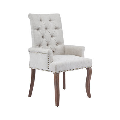 Ensemble de 6 chaises de salle à manger bleues avec accoudoirs en chenille, dossier capitonné et pieds en bois massif, fauteuils d'appoint pour la salle à manger, la cuisine, le salon, bleu