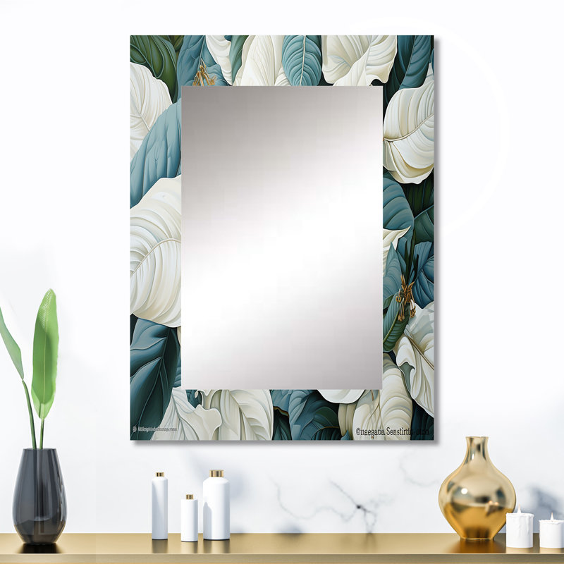 «White Leaves Charm», art mural en métal imprimé, 32 po x 24 po