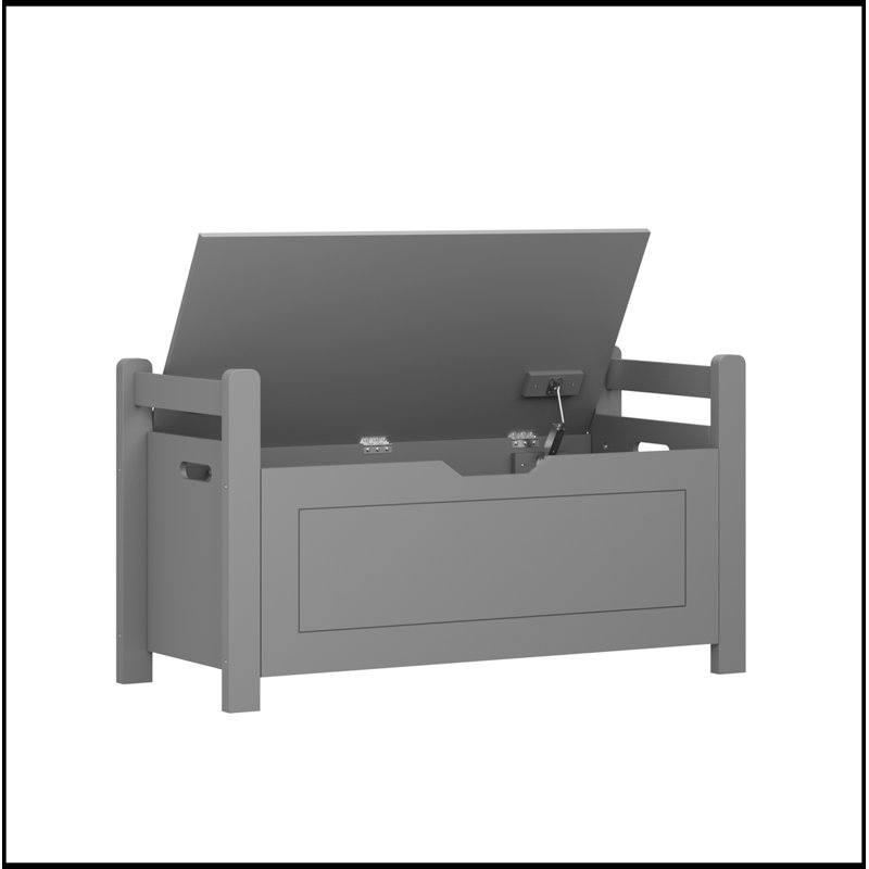 Banc avec rangement rabattable et siège souple, Gris