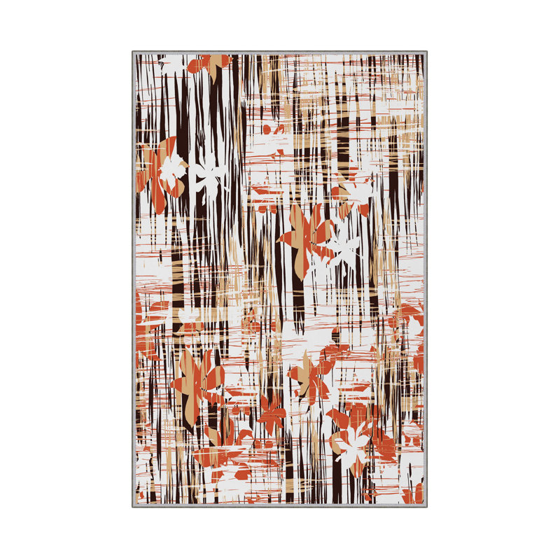 Luxurious Woven Carpet 5.2 x 7.5 ft, 100% Polyester, 0.4 in Pile Height | Antibacterial, Non-Slip PVC Dot Underside, Machine Washable | Elegant 3D Digital Print Design, Perfect for Living Room & Bedroom Décor