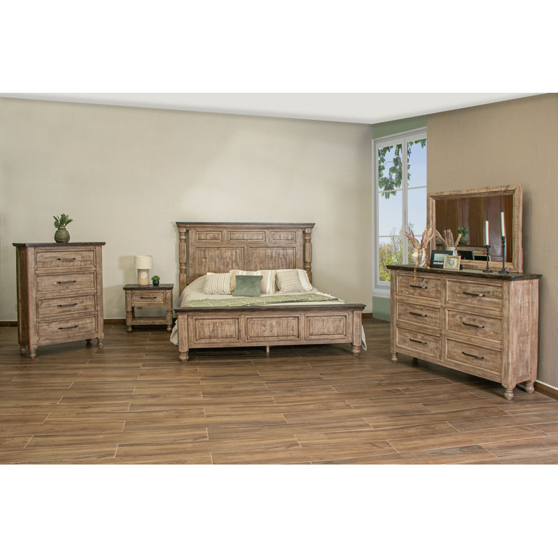 Natural Stone Solid Wood Bed