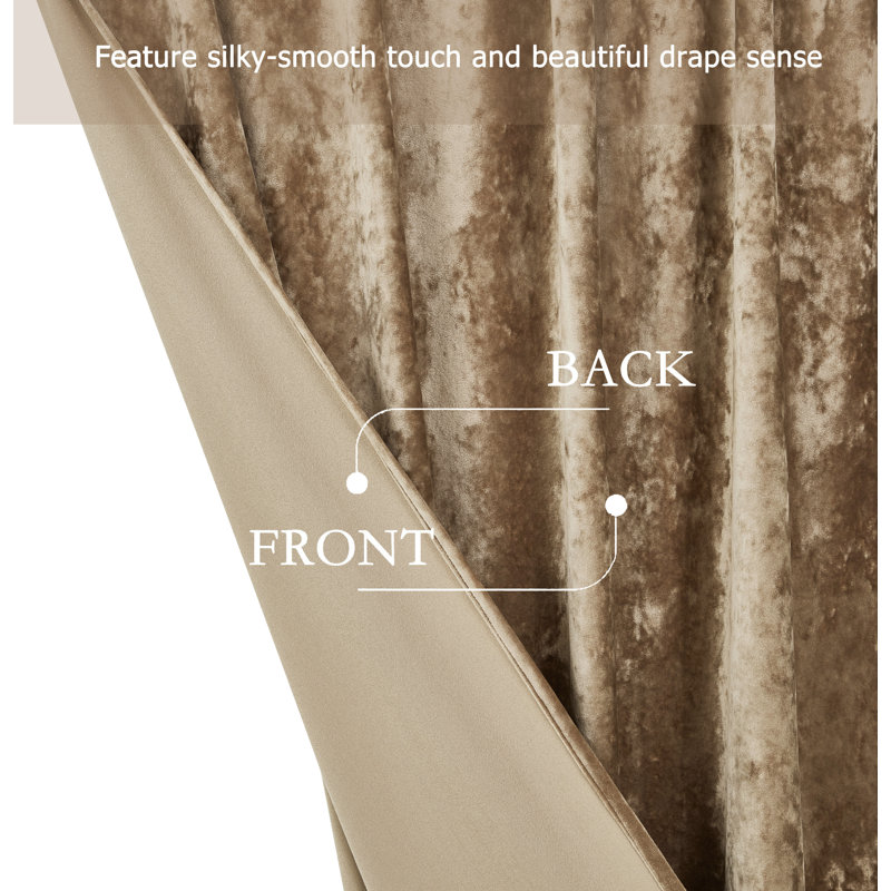 Tan Velvet Room-Darkening Rod Pocket Window Panels