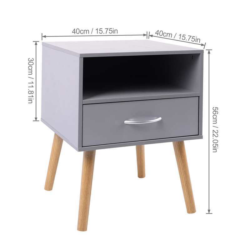Cascade 106.68cm W Bedside Table, Grey