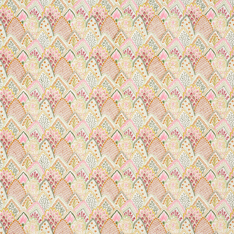 Tissu de broderie Albizia, Rose / feuille
