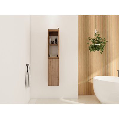 Armoire de salle de bain moderne moderne - 12 po avec portes et fixation murale flottante à fermeture douce