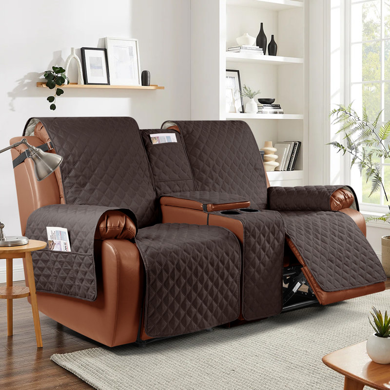 Housses pour causeuse inclinable avec console Kyrstie, Mélange de polyester chocolat