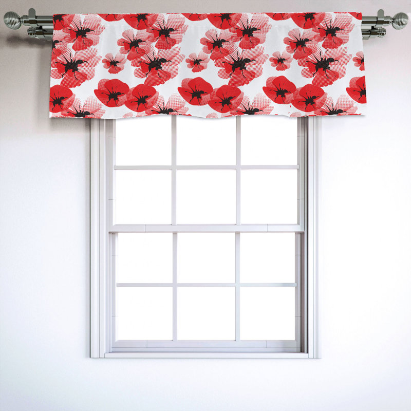 Sateen Floral Ruffled Window Valance