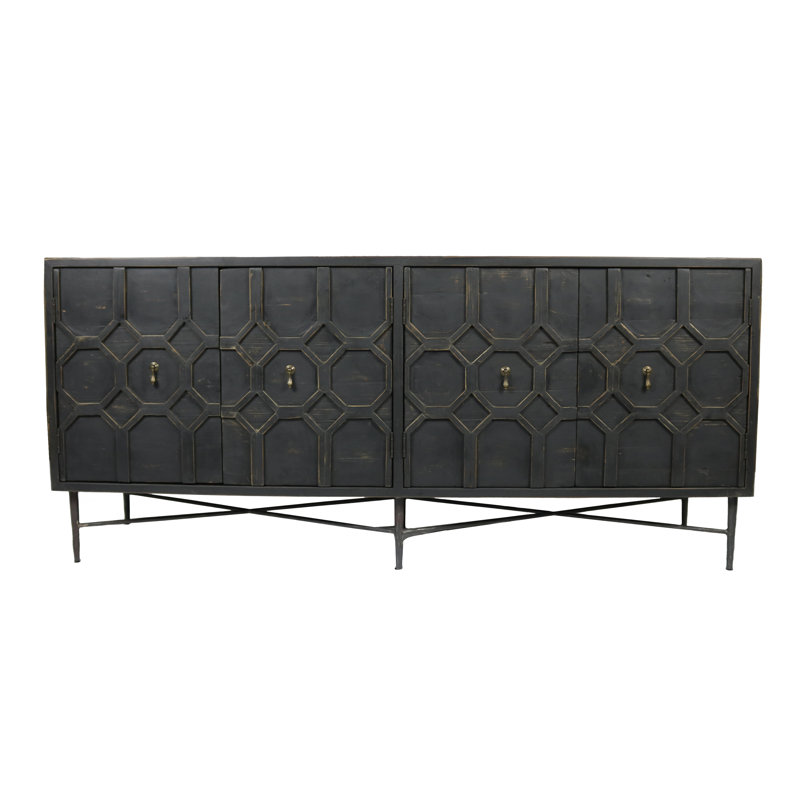 Jillian 71 " W Pine Solid Wood Sideboard, Black
