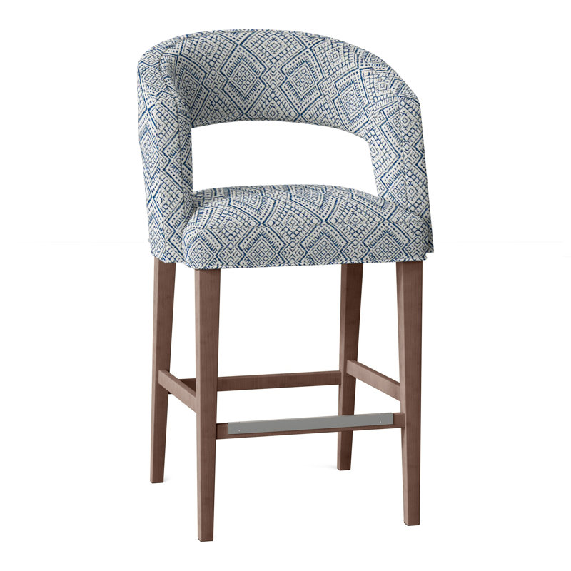 Bryant Upholstered Stool with Solid Wood Frame, Perigold Iguazu Royal, Walnut
