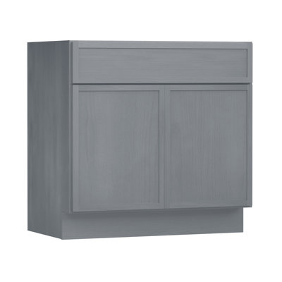 Armoire de salle de bain autoportante 30 po avec 2 portes, sans comptoir, prête à assembler, gris fumée Colton