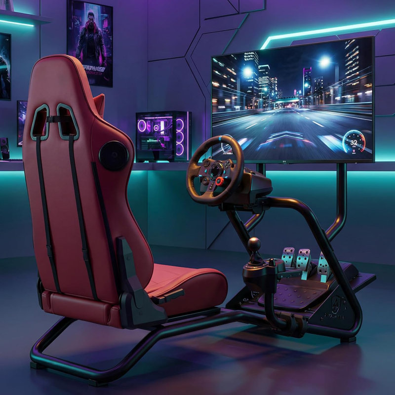 GTPLAYER Racing Simulator Cockpit, Wine Red