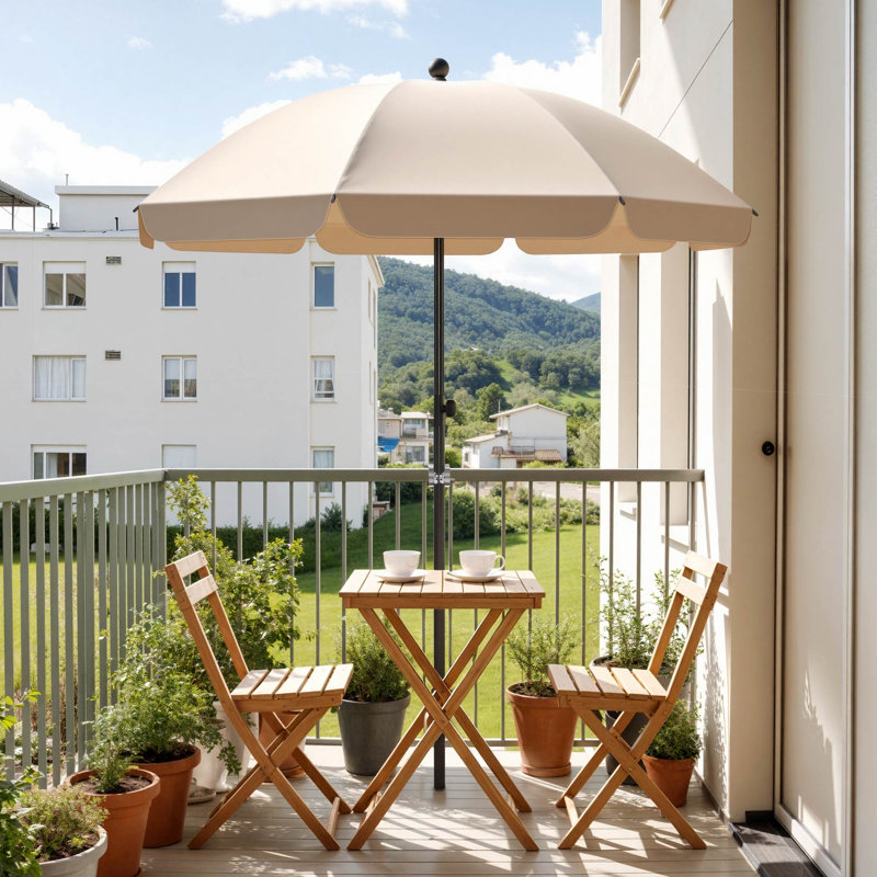 Balcony Parasol, 210cm H x 175cm W x 175cm D, Beige