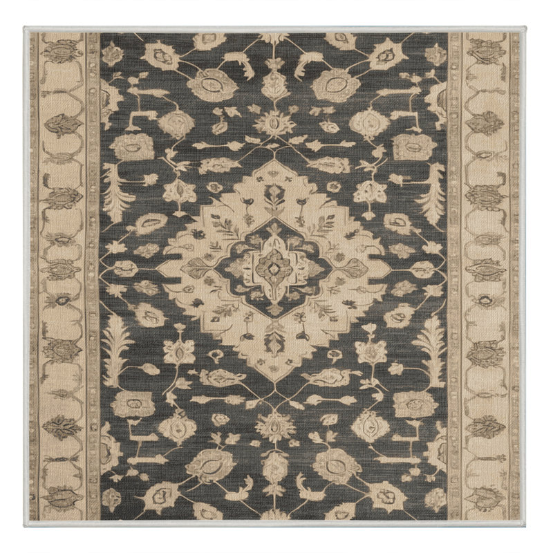 Machine Washable Overdyed Beige Area Rug, Square 8'
