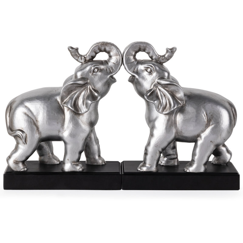Serre-livres éléphant, serre-livres décoratifs pour tablettes avec coussin antidérapant pour les amateurs de livres, Bronze