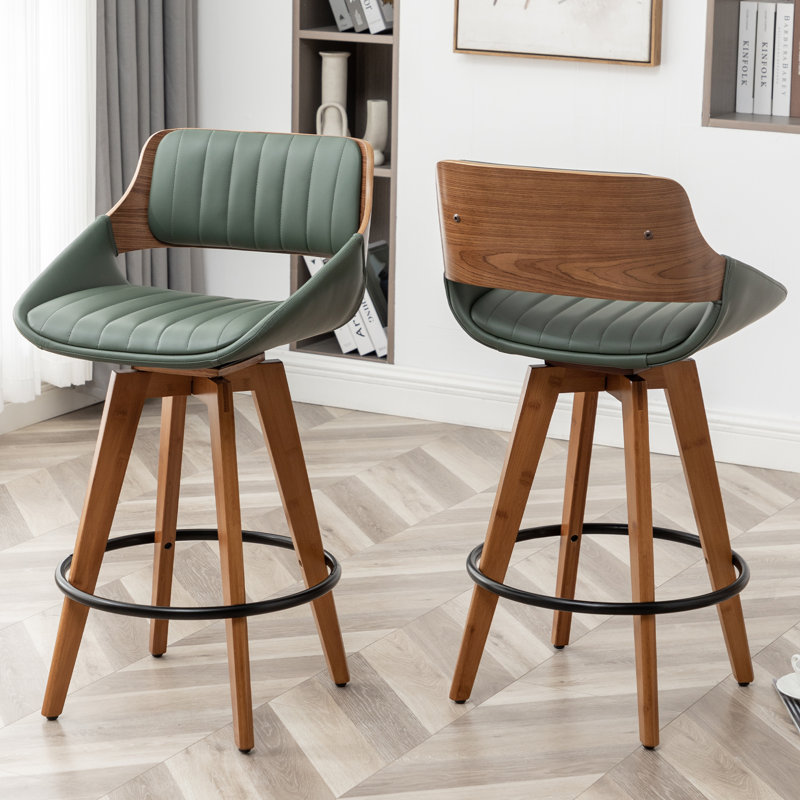 Tabouret pivotant Jobani, Vert, Tabouret de bar (siège d'une hauteur de 30 po)