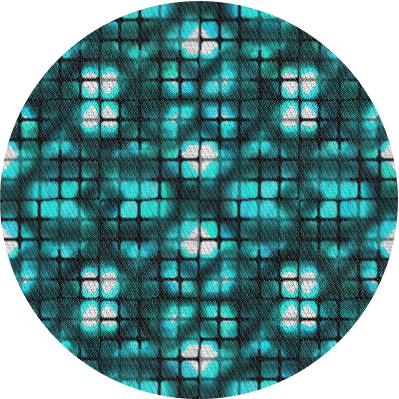 Tapis turquoise tissé à la machine, Rond 7 pi