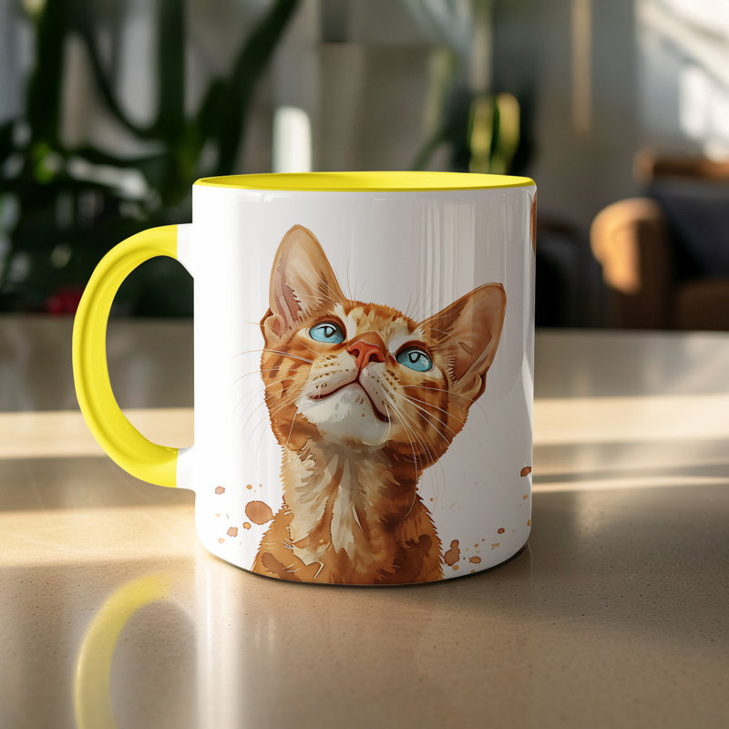 Ceramic Coffee Mug, 3, Yellow