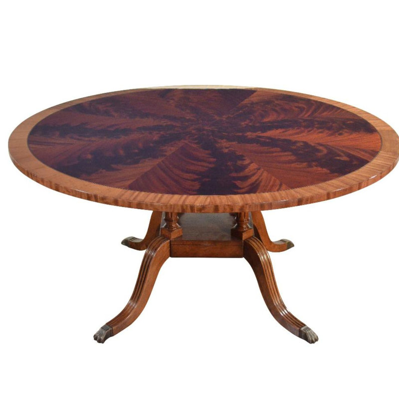 60" Round Mahogany Banded Dining Table