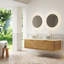 Ensemble de meuble-lavabo et lavabo de 60 po Dipa, armoire de rangement flottante en contreplaqué avec tiroir, capteur de lumière, 2 vasques en céramique blanche à motif de pierre et plateau en pierre frittée, pré-assemblé, couleur chêne naturel 