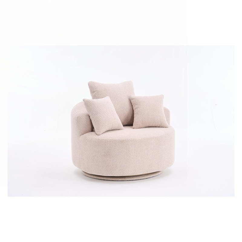 Fauteuil demi-tonneau pivotant, Chenille beige