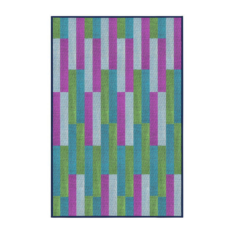 Tapis décoratif géométrique vert Sabbagh, Rectangle 5 pi x 7 pi