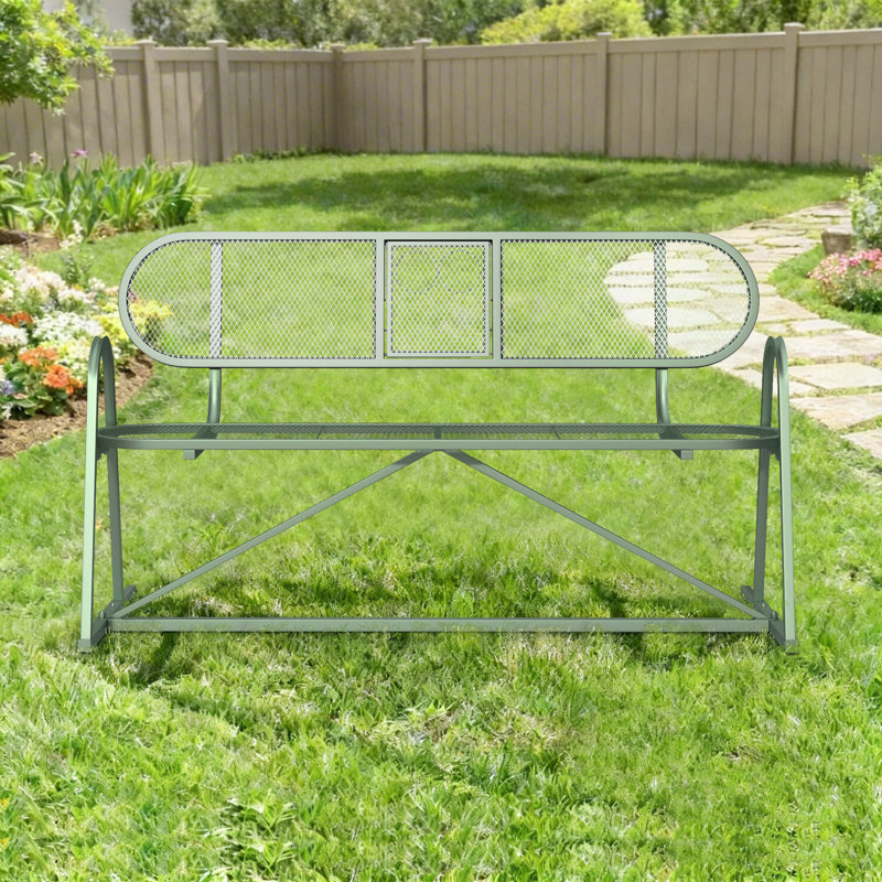 Banc d'extérieur en acier 55 po, banc de parc robuste, banc de jardin extérieur en maille d'acier, Vert