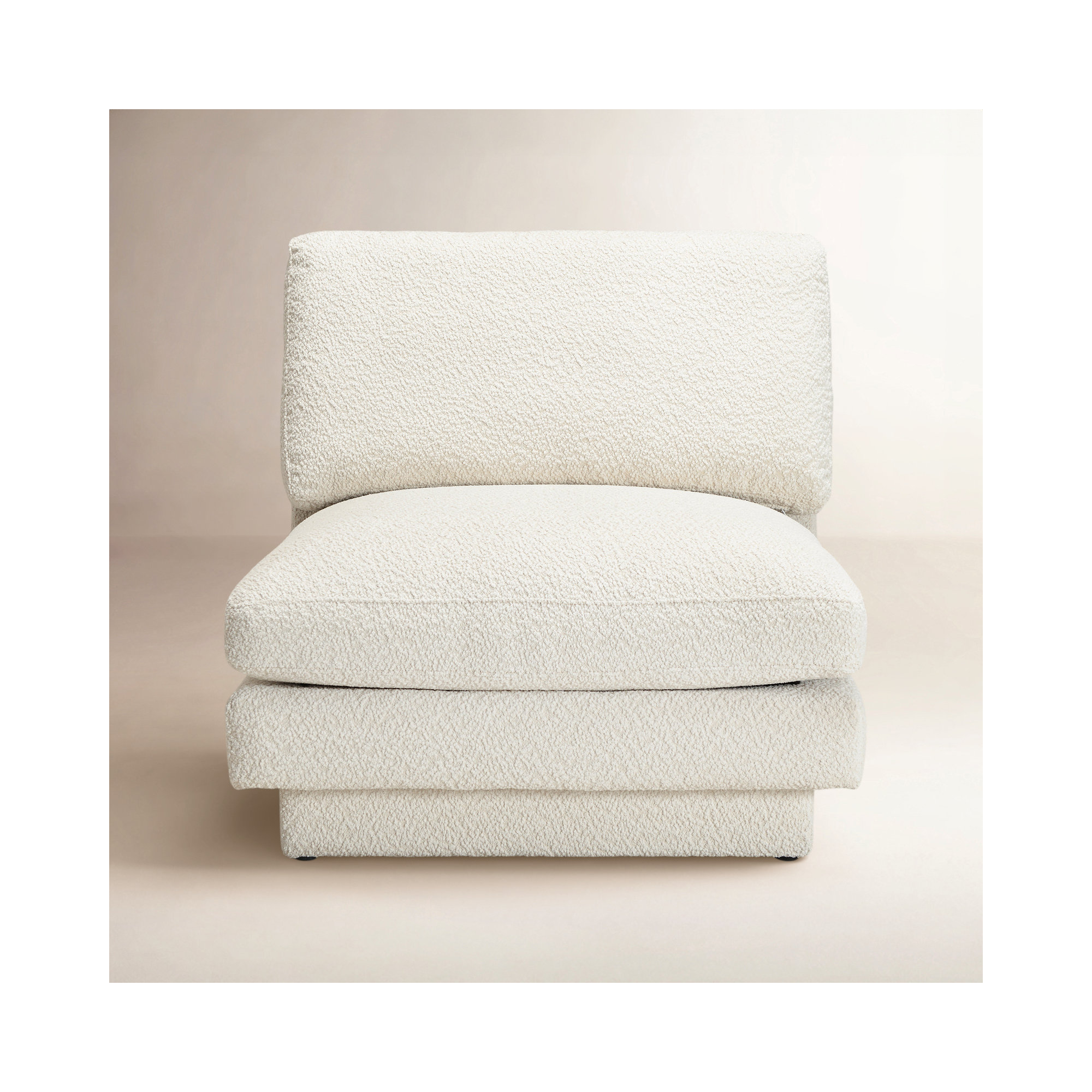Woolf 34" Modern Boucle Upholstered Slipper Chair, White Boucle