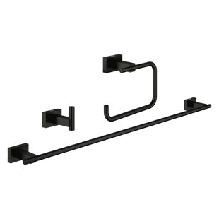 3-Pieces Matte Black Bathroom Hardware Set Stainless Steel Wall Mounte
