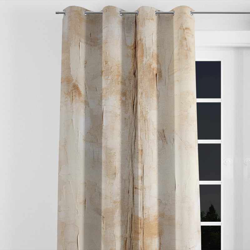 Andranique - Abstract Painting Grommet Curtain - Velvet Room Darkening - 1 Panel, 52" W x 84" L, Silver Grommets