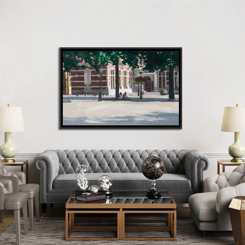 « under the tree », reproduction sur toile, H 18 po x l 26 po x P 1,5 po, Toile avec cadre flottant noir, Pas de tapis