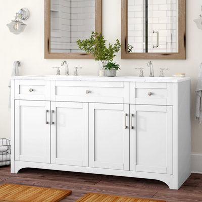 Moore 60'' Double Bathroom Vanity with Engineered Marble Top
