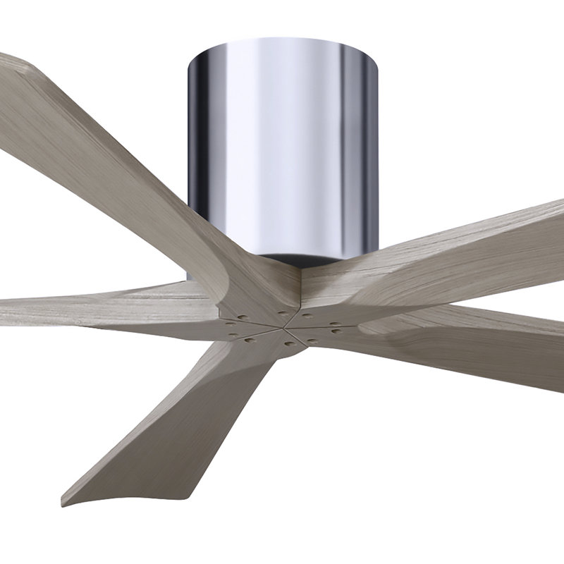 60" Irene 5-Blade Hugger Ceiling Fan with Wall Remote, 60", Polished Chrome, Gray Ash