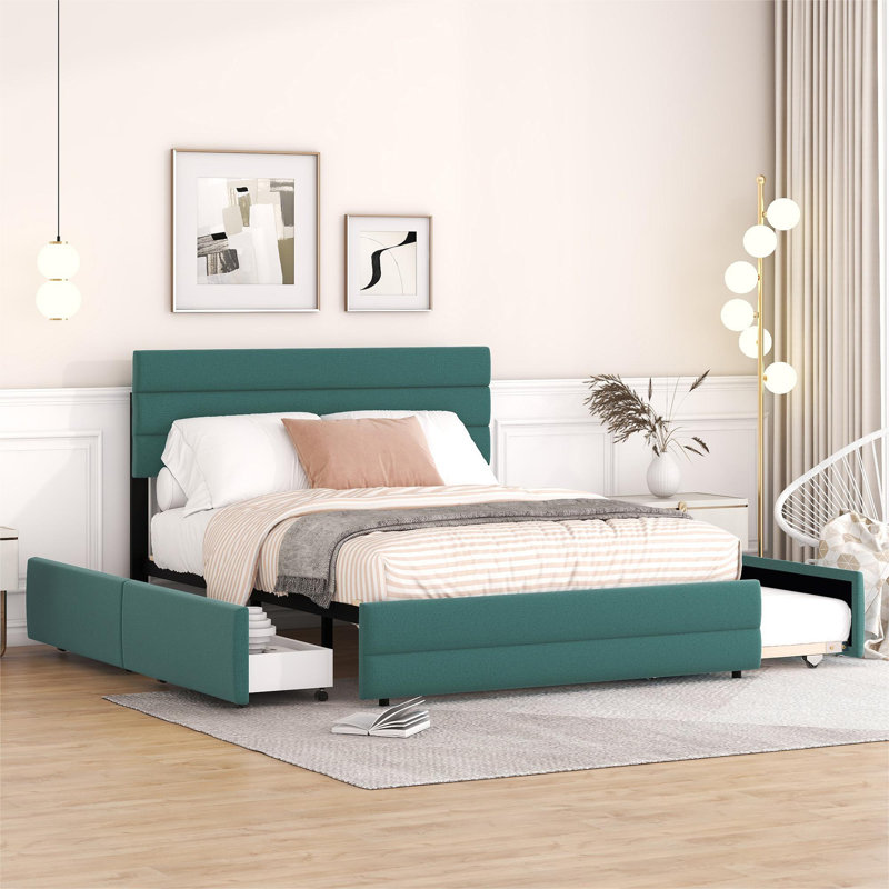 Alliette Upholstered Storage Bed, Green