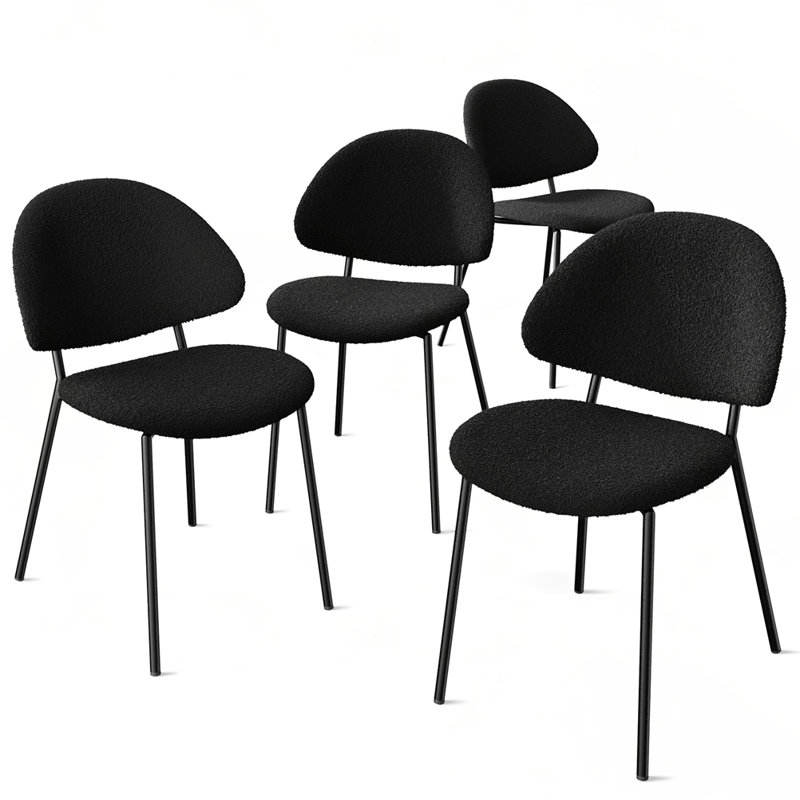 Set Of 4 Mid-Century Modern Dining Chairs, Black