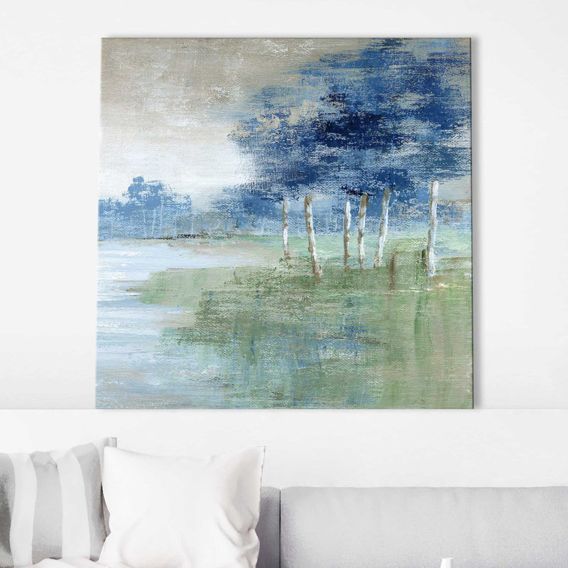 Birch River par Nan - peinture sur toile tendue, L 18 po x H 18 po, Toile tendue
