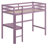 High Wood Loft Bed, With Safety Guardrail, Built-In Desk, Ladder-1386632893