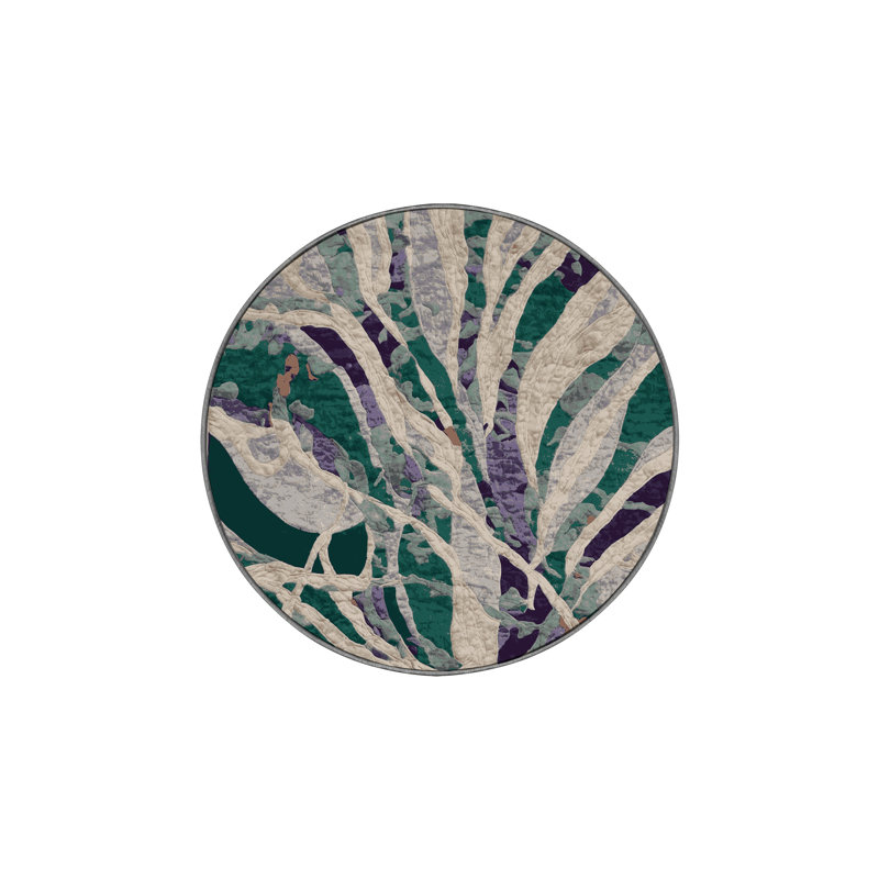 Tapis gris soyeux et moelleux, Rond 6 pi