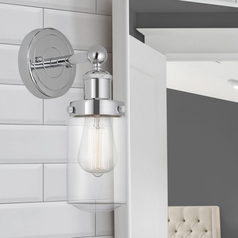 Cantril Armed Sconce, Clear, Polished Chrome