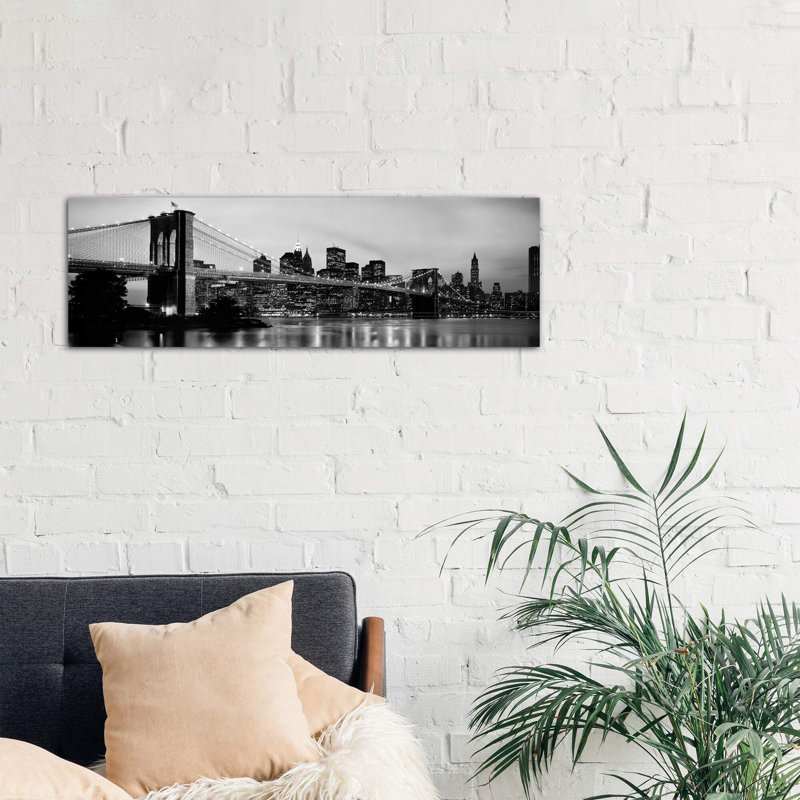 Brooklyn Bridge Across The East River At Dusk, Manhattan, New York City, New York State, Usa by Panoramic Images - No Frame Panoramic Print on Canvas