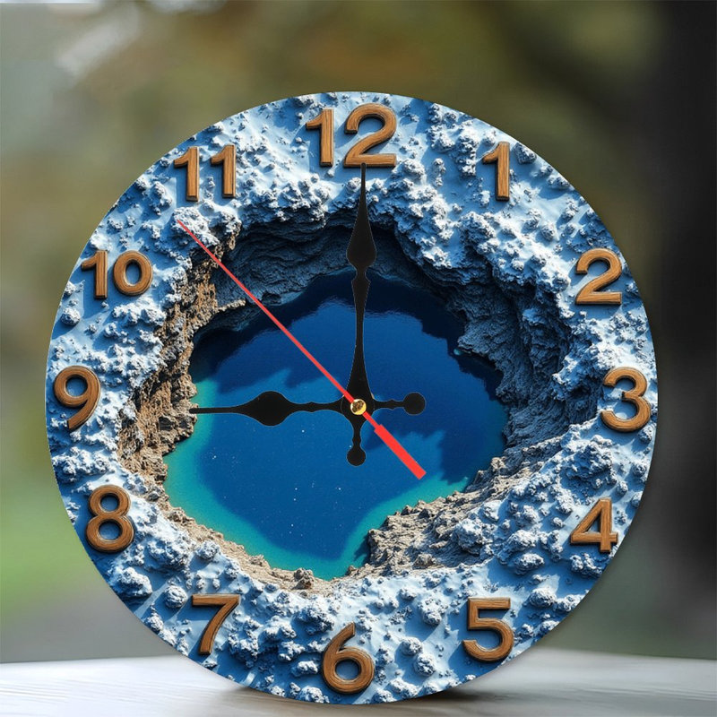 Unique Lake View Wall Clock  Frozen Lake Design