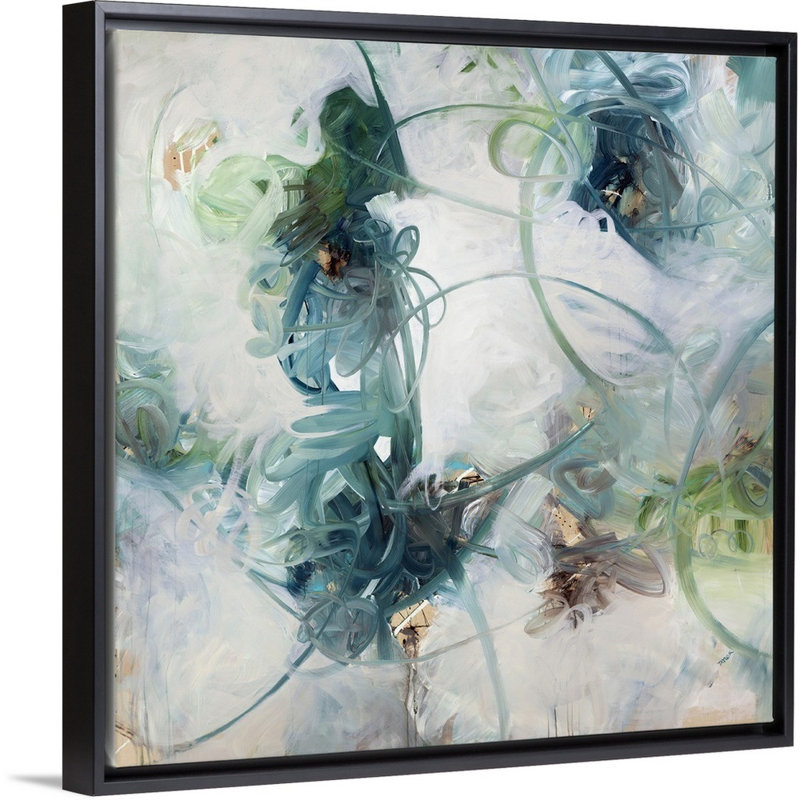 «Tangled Up in Blue», peinture sur toile, H 13,7 po x l 13,7 po x P 1,75 po, Cadre flottant noir