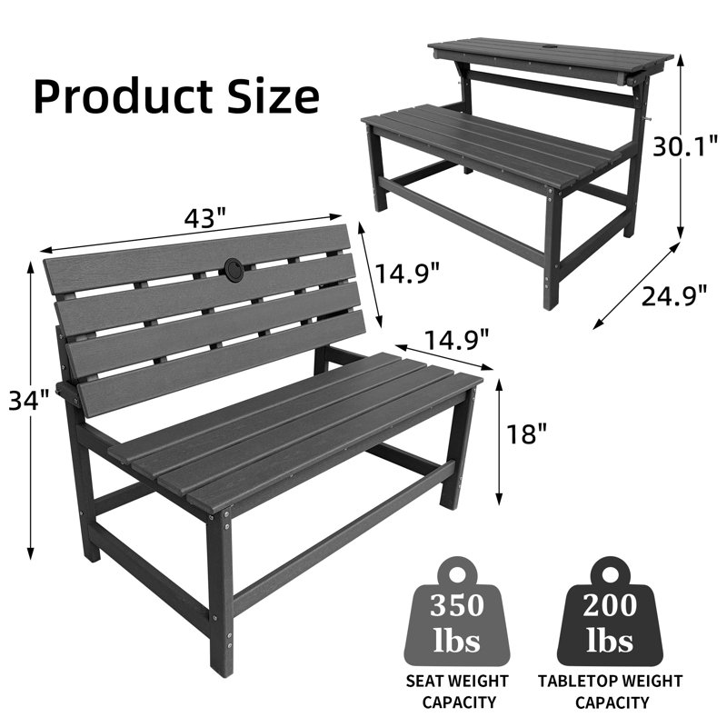 Table de salle à manger avec banc en HDPE