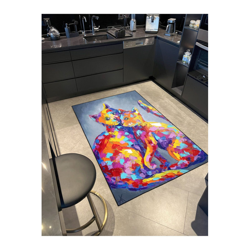 Tapis tissé pastel à motif animalier, Tapis de couloir 3 pi 3 po x 6 pi 7 po inclus