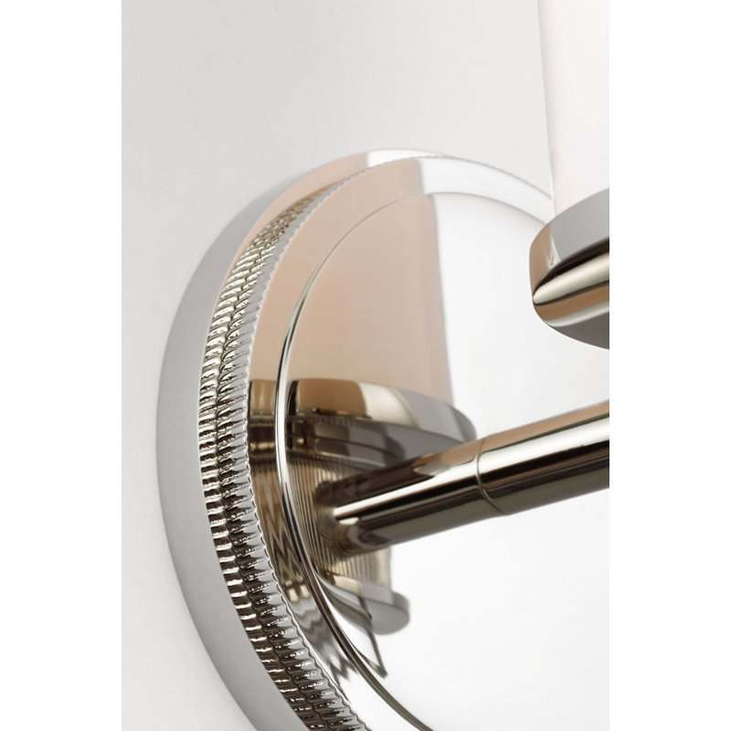 Percy 14" Single Bath Sconce with White Glass, Polished Nickel