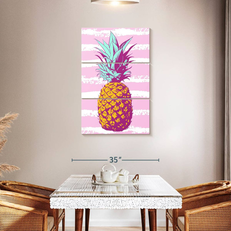 Yarlin Pastel Stripes Pineapple, 45" H x 28" W