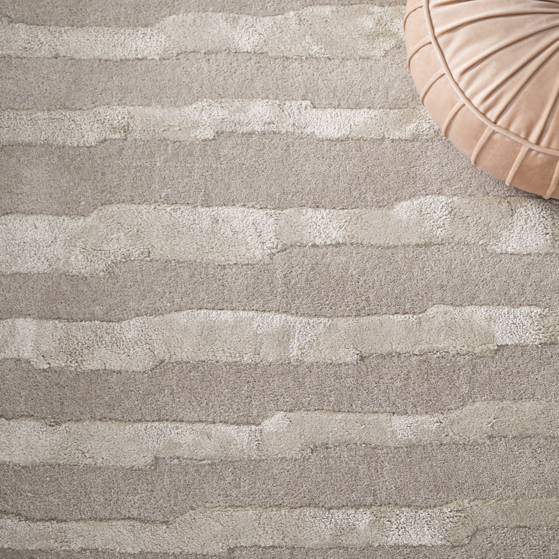 Tapis rayé gris en laine / coton / viscose Claudiane, Rectangle 5 pi x 8 pi