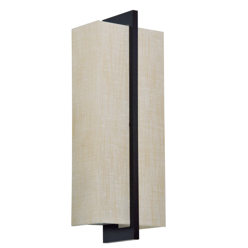 Leeroy Flush Mounted Sconce, Espresso, Linen White 